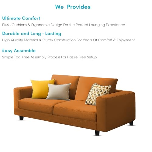 Image of Galib 2 Seater Sofa Set for Living Room (Orange Fabric) Premium Fabric Sofa Set