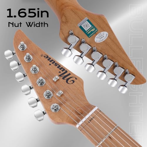 Image of Electric Guitar Kit -39in Solid Body Starter Guitar Kit with Metallic finish, Guitar Case, Amplifier Gig Bag, Strings, Strap, Cable, Picks M100S (Silver)