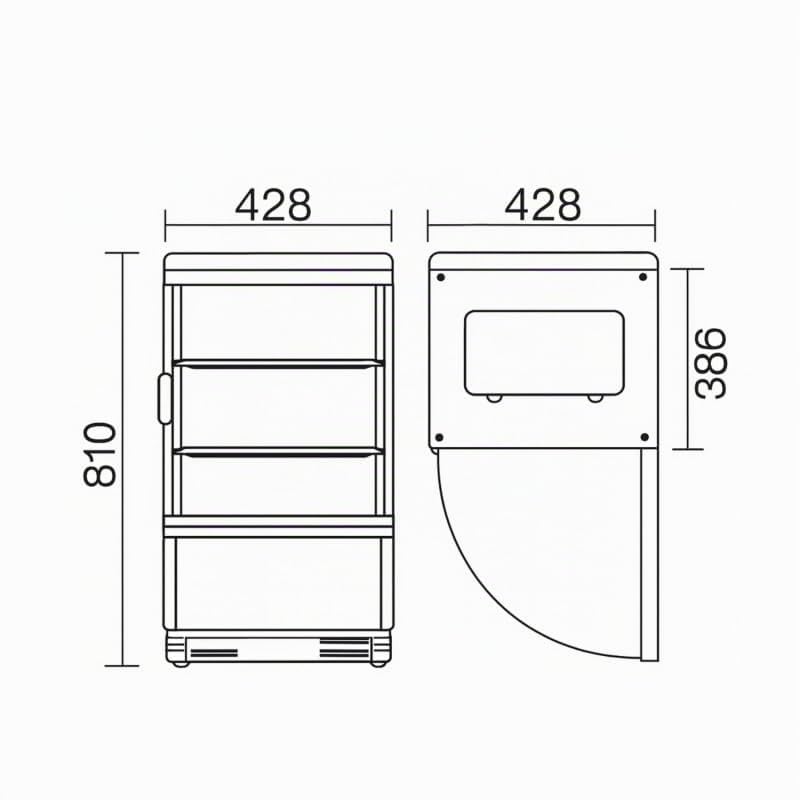Générique Mini Vitrine Réfrigérée 58L Noire - 4 Faces Vitrées - Froid Ventilé - LED - Température 0/+12°C