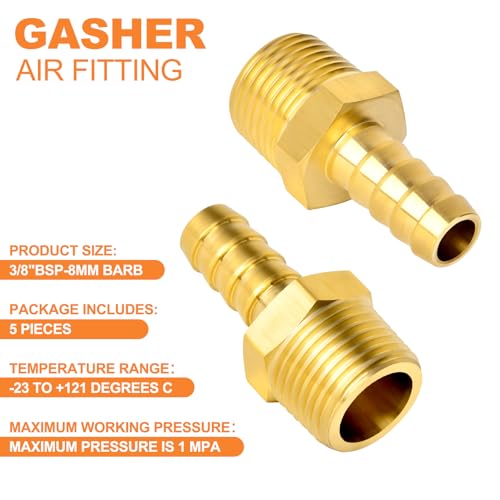Accesorios de manguera de aire de 3/8 y adaptador 8mm MBSP con abrazadera 4