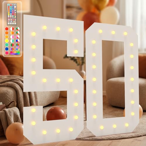 34 Color Changing Marquee Numbers 50 Easy to Assemble 4FT Light Up Numbers