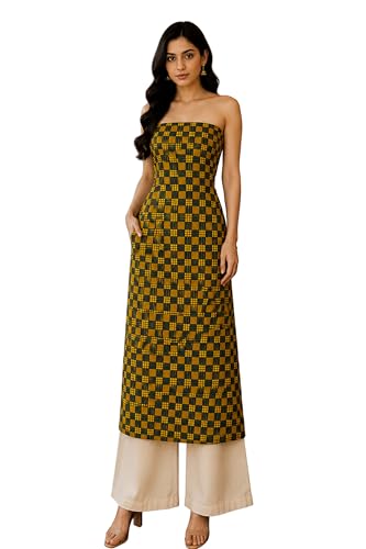 Image of Ethnics of Kutch Womens's Ajrakh Modal Silk Natural Dye Hand Block Print Unstitched Kurta Fabric