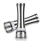 Zwini Juego de molinillo de molino de sal y pimienta de 2 piezas Molinillo ajustable Mecanismo de cerámica Cuerpo de acrílico de acero inoxidable cepillado 304 Salero