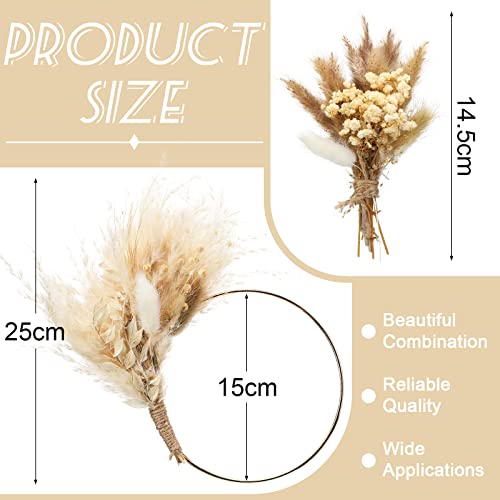 2 Pieces Boho Cake Topper Decorations Pampas Grass Dried Flower Cake Topper Wreath Hoop Various Dried Pampas Grass Cake Decor For Bohemian Wedding Bridal Birthday Party Supplies (Elegant Style) #TOP2