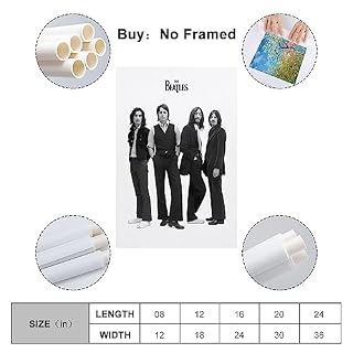 SHUPSY Poster décoratif sur toile The Beatles – Noir et blanc – Pour chambre à coucher – 40 x 60 cm - Les Beatles, Paul McCartney, John Lennon, RIngo Starr, George Harrison SHUPSY Poster décoratif sur toile The Beatles - Noir et blanc - Pour chambre à coucher - 40 x 60 cm – Image 2