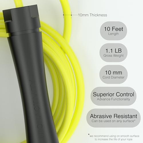 Image of Professional Heavy Skipping Rope for Man Women & Children Adjustable Weighted Skipping Rope for Exercise, Tangle Free, 10 Feet, Bright Xanthix