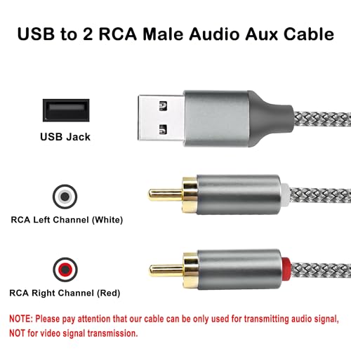 MEIRIYFA USB to 2RCA Audio Cable, USB 2.0 to 2RCA Male 2 Phono Connector Y Splitter Cable - Image 2