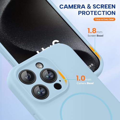 Image of Miracase Magnetic for iPhone 15 Pro Case, [Soft Anti-Scratch Microfiber Lining], Compatible with MagSafe, Liquid Silicone Shockproof Drop Protection Phone Case for 15 Pro, Clove Purple