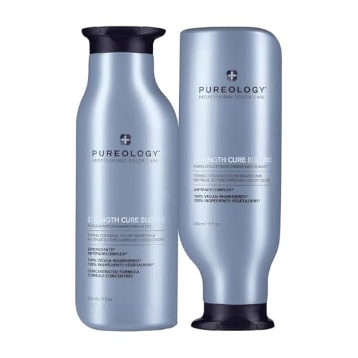 Pureology Strength Cure Blonde Purple Shampoo & Conditioner Bundle | For Blonde & Lightened Color-Treated | Sulfate-Free | Vegan | Updated Packaging | 9 Fl. Oz.