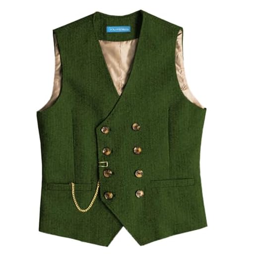 Solovedress Mens Vintage Wolle Anzugweste Regular Fit Weste Anzug Weste für Hochzeit Groomsmen(Green,L)