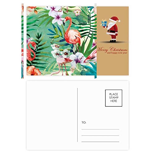 Lot de 20 cartes postales motif flamant rose et flore tropicale