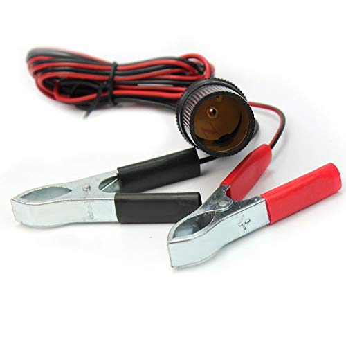 Deanyi 150cm 12V Batterieklemme Clip on Auto Zigarettenanz&uuml;nder Buchse Adapter, Zigarette Teiler Stecker Verl&auml;ngerungskabel mit Batterie Krokodilklemmen (Batterieklemmen) Autoaccessoires