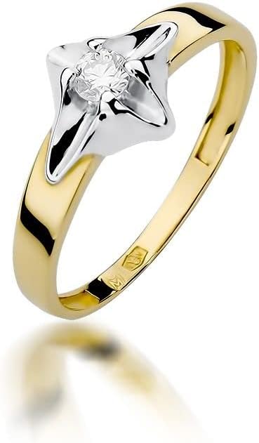 Anillo de compromiso para mujer, oro amarillo 585 de 14 quil...