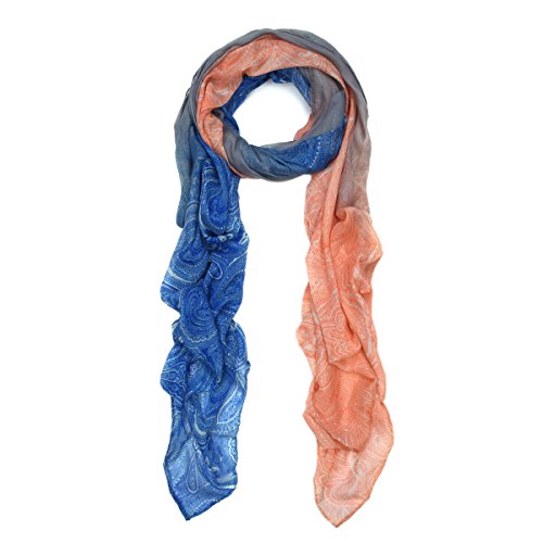 TrendsBlue Elegant Ombre Paisley Scarf Wrap
