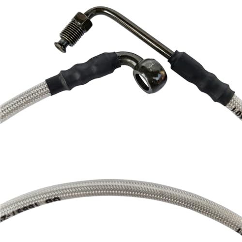 Vanlison Universal Motorcycle Hydraulic Brake Line 90 Degree Banjo Fit Braided Stainless Brake Hose Line Brake Cables Compatible with ATV UTV Bikes Motocross Street Bikes M10 Banjo 39.3" / 100cm by Vanlison - Image 3
