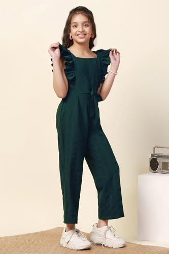 Image of Fashion Dream Girl's Cotton Blend Ankle Length|Jump Suit Set for Girls
