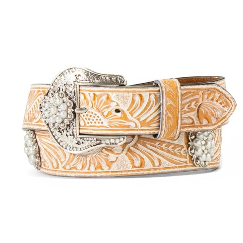 ARIAT Women's Pearl Conchos Finish Belt, Natural, Small