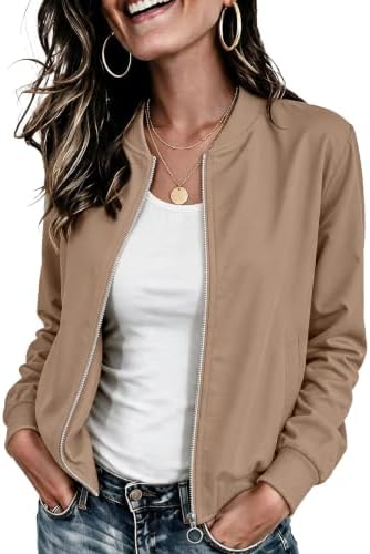 Enqoole Bomberjacke Damen Jacke Leicht Kurze Blouson Langarm Übergangsjacke | Fliegerjacke Damen leicht, Blouson Jacke Damen Herbst Frühling Sommer, Longsleeve Sweatjacke, Reißvers