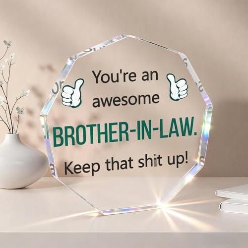 HITHESPO Gifts for Brother in Law, Birthday Gifts for Brother in Law from Sister Brother, Funny Fathers Day Wedding Christmas Gifts Brother in Law Gifts Ideas for Future BIL Acrylic Plaques
