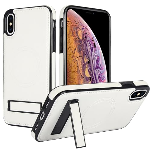 Coque iPhone XS Max Cuir PU Blanche Magnétique idéale pour vos appels vidéo
