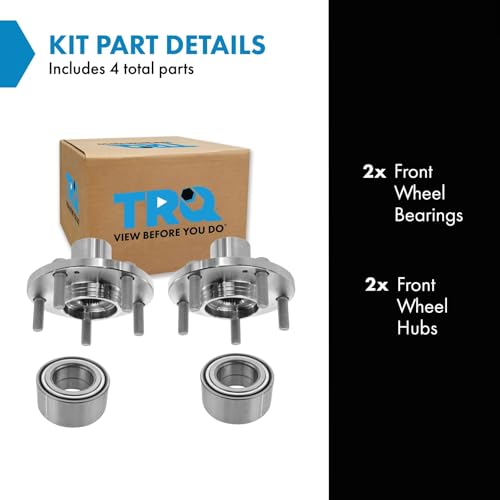 Image of TRQ 2 Piece Front Wheel Bearing & Hub Assembly Set Compatible with 2001-2006 Hyundai Santa Fe 2005-2009 Tucson 2005-2010 Kia Sportage