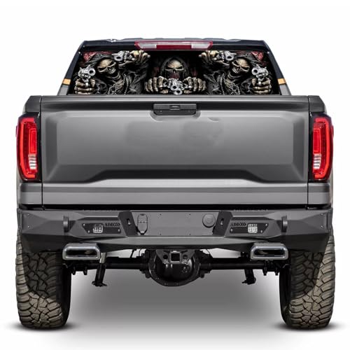 Image of Rear Window Decals for Trucks - 65x22 in Back Window Decals Fit Most Pickup Trucks SUV, Vinyl Skull Flag Back Window Decal for Car Personalized Decoration - Skull Decal, B0d4jxchgr