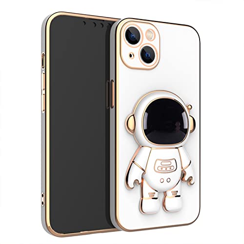 Cooweek 6D Plating Astronaut Hidden Stand Case Cover For Iphone 14,Cute Phone Case With Camera Lens Protector Cover,Blue,6.1 Inch #TOP4