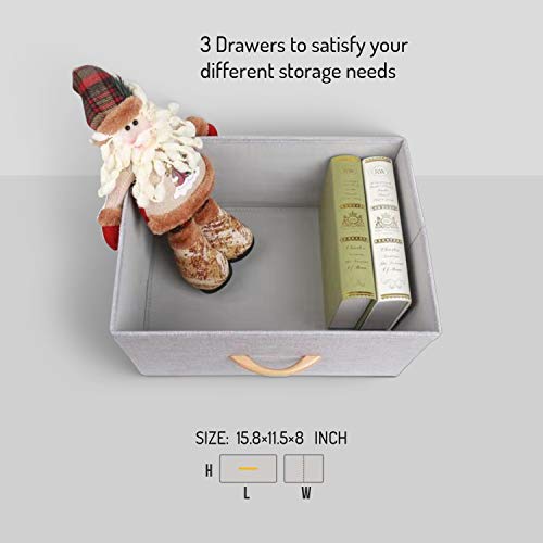 Romoon Nightstand Chest With 3 Fabric Drawers, Bedside Furniture, Lightweight Accent Table, Storage Drawer Unit With Wood Top Fabric Bins For Bedroom, Hallway, Entryway, Closets,Nursery - Gray #TOP5