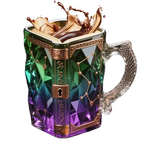 Generisch Taza de libro de cerámica, 9,5 x 8 cm, con código mágico, para bebidas calientes y frías, vino, latte, agua, leche, etc