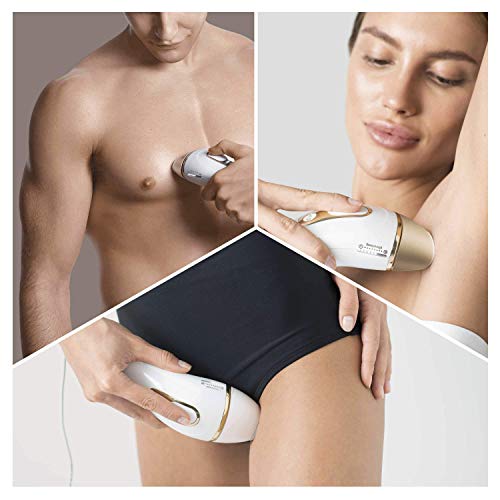 Braun IPL Silk Expert Pro 5 Haarentfernungsgerät, für dauerhaft sichtbare Haarentfernung, Venus Rasierer & Tasche, Alternative zur Laser Haarentfernung, Geschenk für Frauen, PL5137MN, weiß/gold - Image 4