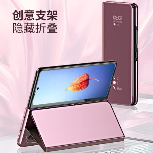 Capa para Samsung Galaxy Z Fold 4, capa de couro espelhado galvanizado Fold4, capa protetora anti-qu