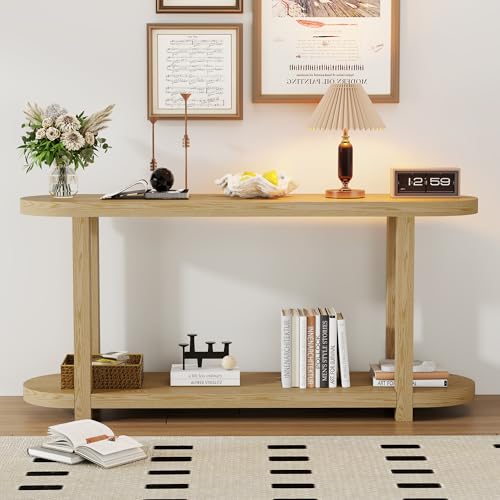 Merax Modern Minimalist Entryway Table with Storage Shelve and Streamlined