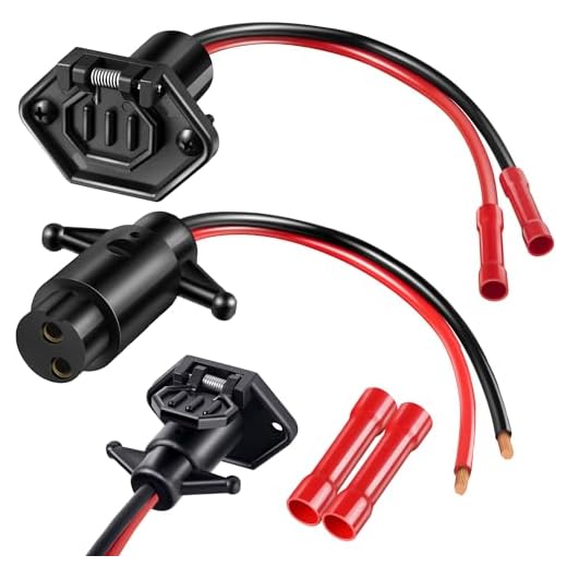 Trolling Motor Plug and Receptacle Set for Marine Boat, 12V 8 Gauge Marine Copper Wire Boat Side Trolling Motors Connector Male Female Electrical Plug Socket with Butt Connectors, 2 Wire
