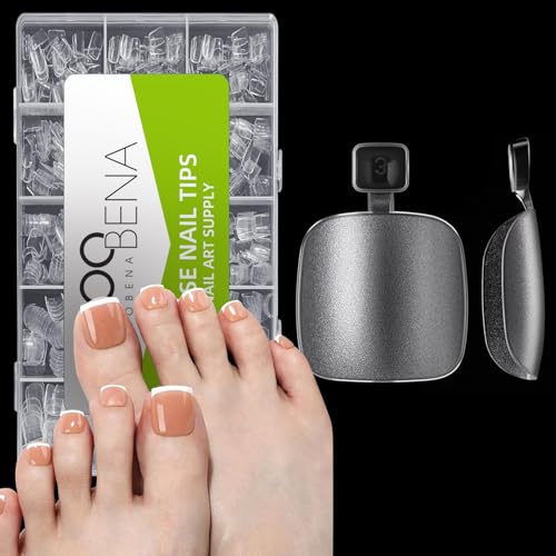 Toe Nail Tips Short Square False Soft Gel Full Cover ToeNail Tips Matte Press on Fake Toenails 12 Sizes 240pcs Pre-shape Acrylic Toenails Tips For Nail Extension Home DIY Nail Salon