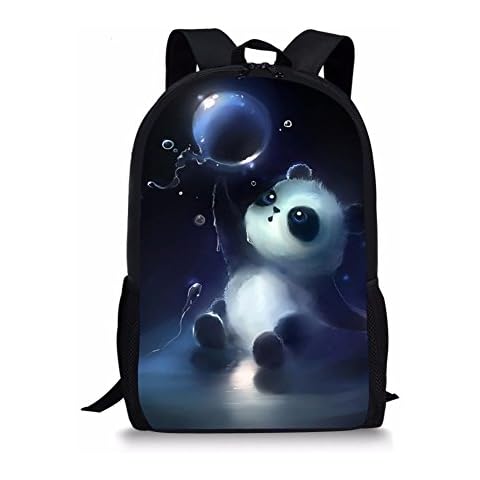 Cartoon School Backpacks for Girls Panda Pattern Cute Lightweight Daypack Book Bag Cover