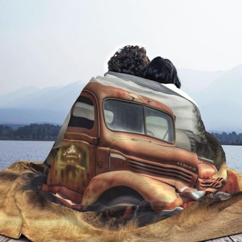 Couverture micro polaire vieux camion plaid chaud lit canape - 8