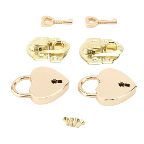 TOPINCN Zinc Alloy Hasp Clasp,Heart Padlock, Wooden Box Hasp Latch Padlock Set for Crafting Repairing Decorative Cabinets with Keys Decorative Lock Buckle with Screws for Jewelry Wooden