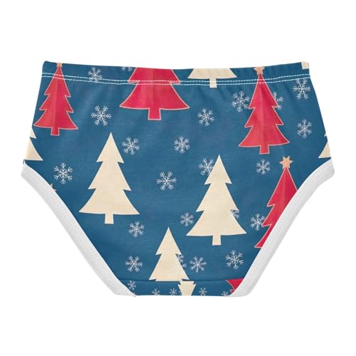 Kids Underwear, Christmas Trees Blue Toddler Briefs, Girls' Cotton Brief Underwear, 2T–8 Years2