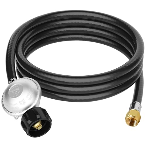 Jakivew 8FT Propane Hose with Regulator, Universal QCC1 Grill Replacement for Blackstone 28"/36" Griddles, Weber, Nexgrill Grills, Patio Heater and Fire Pit