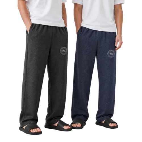 Image of Pepe Jeans Cotton Rich Solid Trackpant, Lounge Pant, Sportswear for Men - M (Pack of 2)
