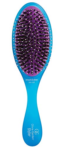 Olivia Garden OG Brush Styler with Boar and Nylon Bristles - Hair Brush for Men, Women, Kids - For Wet and Dry Hair - Ideal for All Hair Types - Smooths and Adds Shine, Blue