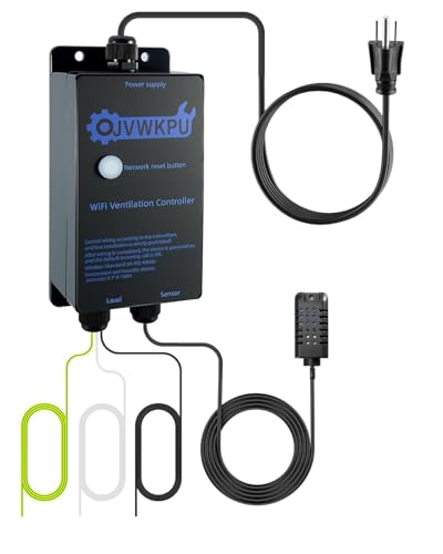 Temperature and Humidity Exhaust Fan Switch, Multi-Functional Vent Controller with IoT, Auto On/Off by Temp & Humidity, 25A Heavy-Duty Load