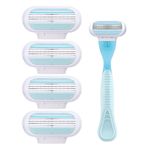 5 Piezas Maquinillas Desechables, Maquinillas de Afeitar Desechables de 3 Hojas, Recambios de Hojas de Afeitar para Mujer, para Afeitar Todas las Áreas del Cuerpo