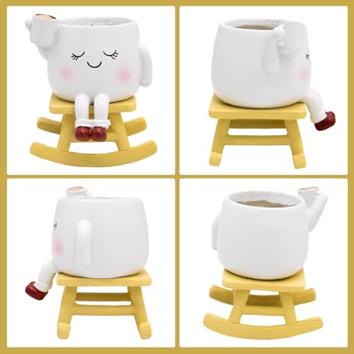 Pot de fleurs à bascule blanc avec trou de drainage intérieur extérieur - 6