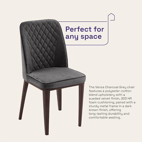 Image of Wakefit Venza Metal Dining Chair - Charcoal Grey