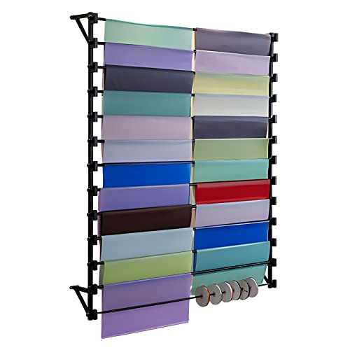 UWYTGF Black Metal Multi-Purpose Rack Stand Holder for Silk Scarf Wrapping Paper Ribbons,Wall Mounted 10 Layer Organizers for Retail Stores/Flower Shop,120X20X120Cm