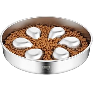 Slow Feeder Dog Bowls Large Breed 3Cups, Food Grade 304 Stainless Steel Dog Bowls with Non-Slip Base, Maze Pet Dish to Slow Down Eating, Metal Slow Feeder Dog Bowl