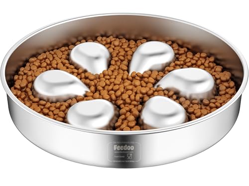 Feedoo Slow Feeder Dog Bowl-3.5Cups for Large Breeds, Food Grade 304 Stainless Steel Dog Bowls with Non-Slip Base, Maze Pet Dish to Slow Down Eating, Dishwasher-Safe by Feedoo - Used condition - US$24.16