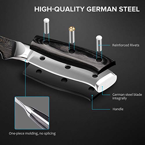 MOSFiATA Boning Knife, 6 Inch Sharp Fish Filleting Knife German High Carbon Stainless Steel EN1.4116 Chef’s Knives, Kitchen Cooking Knives Set with Micarta Handle, Sharpener, Finger Guard Gift Box