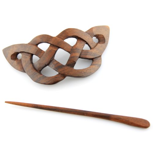 Evolatree Natural Hair Barrettes For Women And Men - Handmade Wood Barrette Hair Pin - Unique Wooden Hair Styling Accessories - 4" (Celtic Butterfly) #TOP2